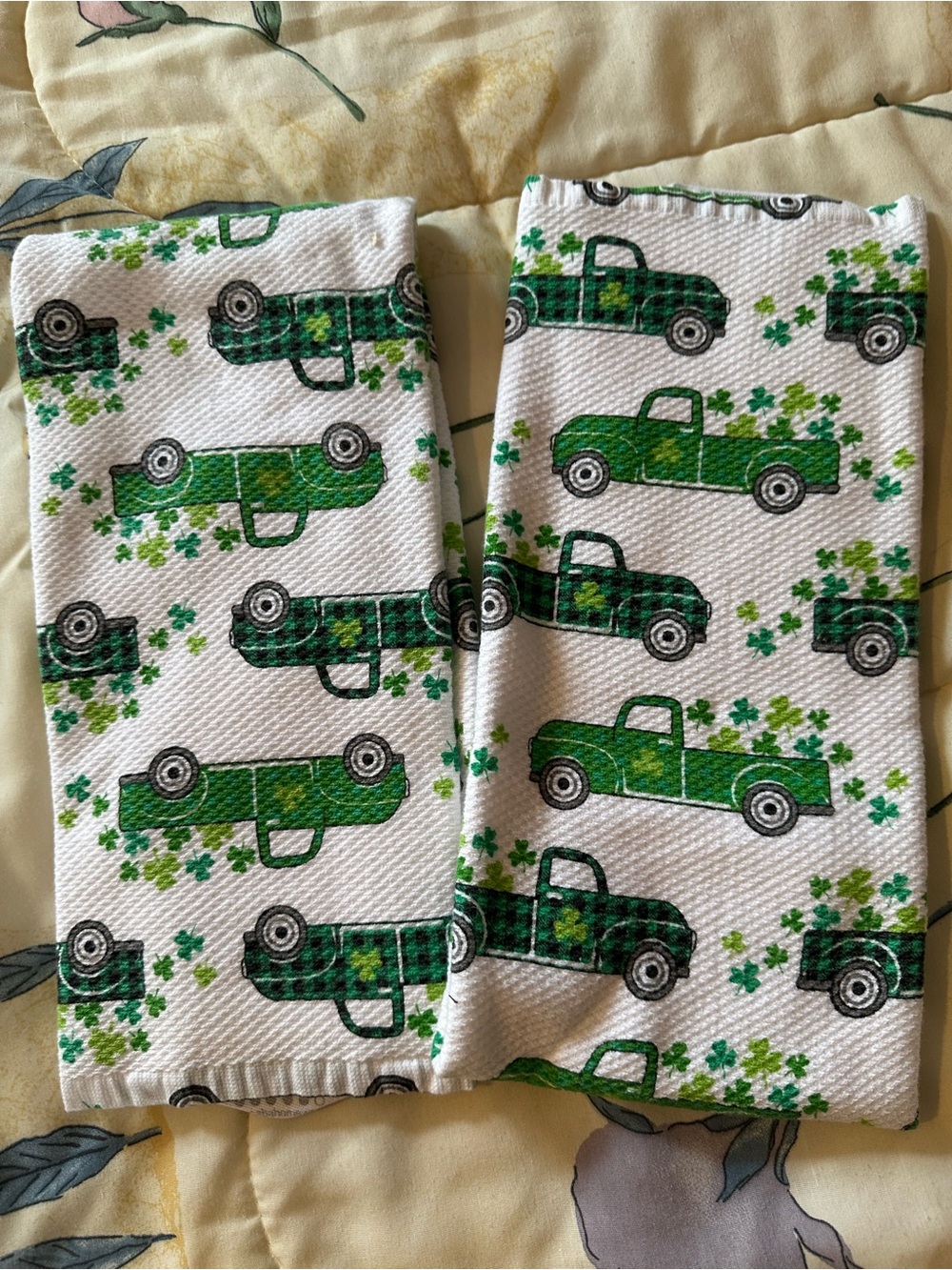 St Patrick truck print hand towels